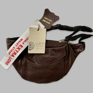 NEW Winn International Genuine Leather Waist Bag - Brown